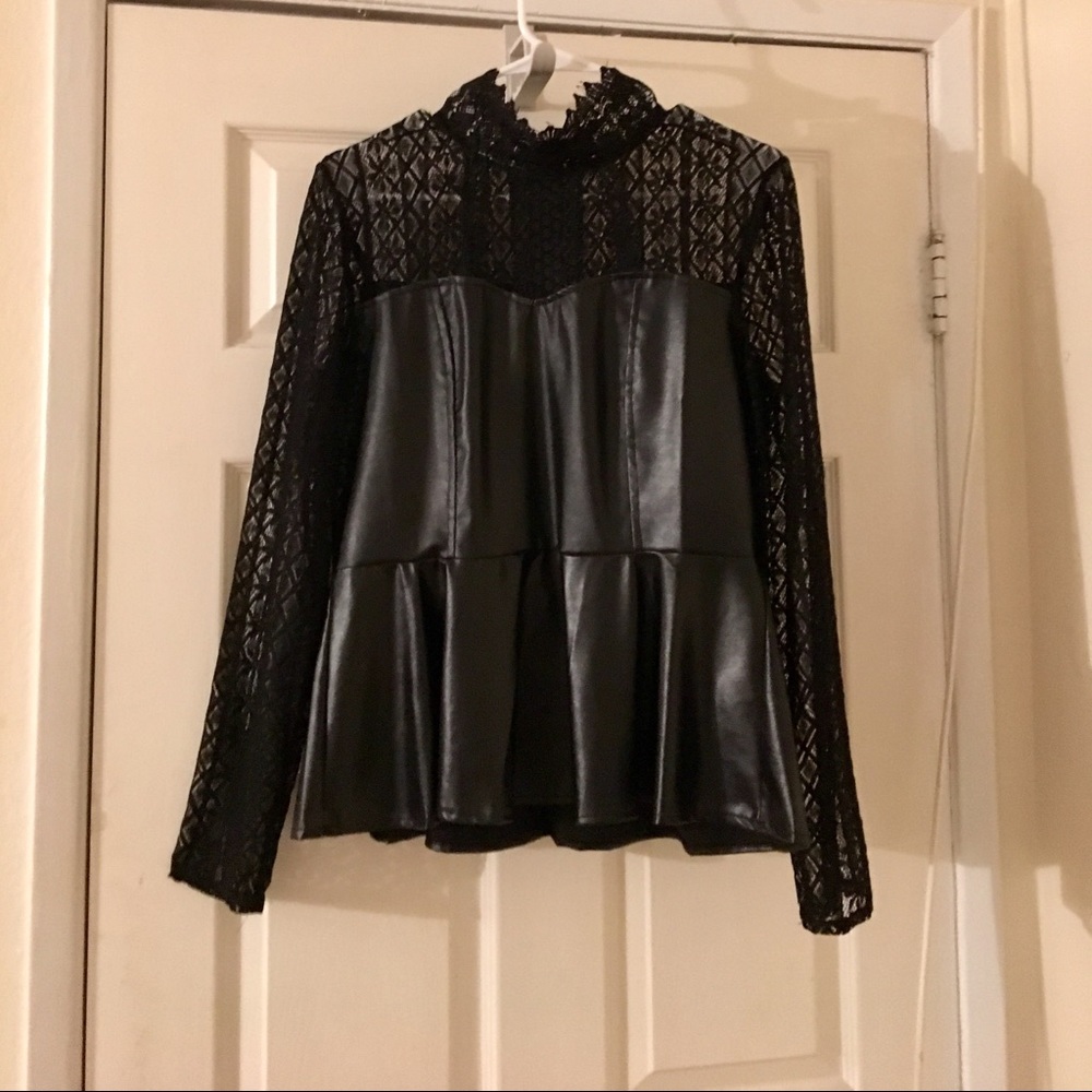 Gothic lace faux leather top.